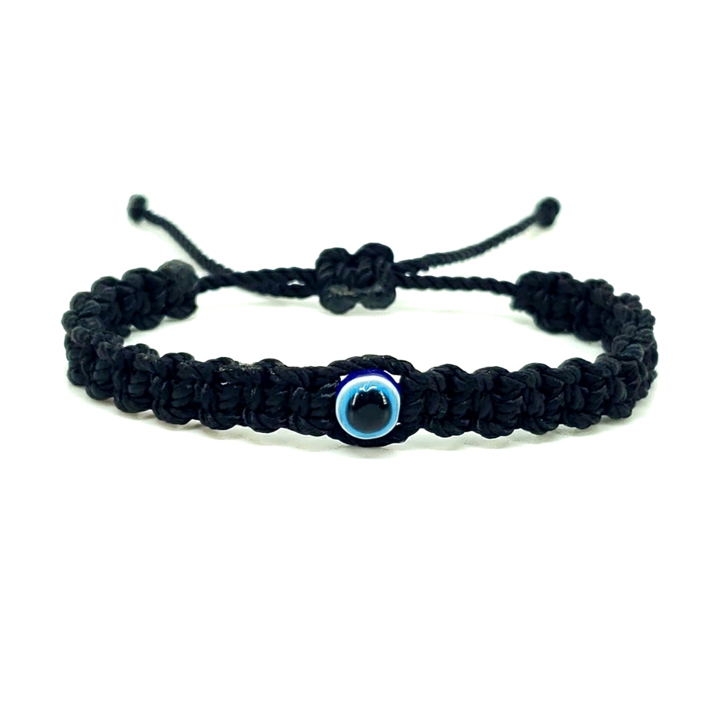 Kids size black string evil eye bracelet